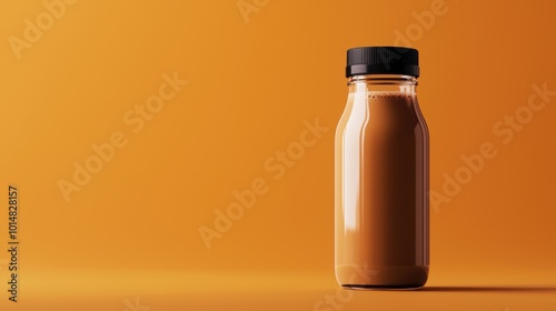 Latte in Clear Bottle on Warm Background