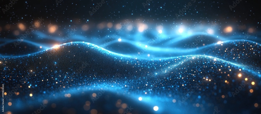 Abstract Blue Particles Wave Abstract Blue Particles Wave