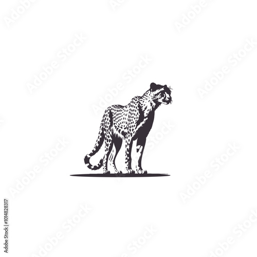 Cheetah silhouettes set vector design, cheetah black Silhouette vector art Illustration with white background photo