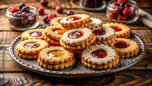 Delicious Homemade Cookies with Jam on a Plate - Perfect for Dessert Lovers