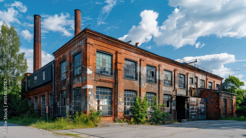 A large brick building with many windows A large brick building with many windows