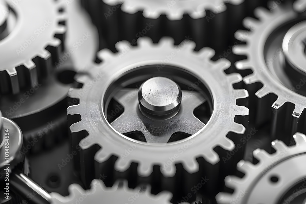 Interlocking Gears Close Up Precise Machinery Movement Interlocking Gears Close Up Precise Machinery Movement