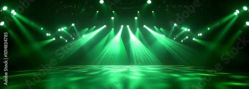 3. **Dynamic Club Scene:** Visualize an empty dark space filled with glowing green fluorescent laser lights, creating an energetic party vibe. The abstract background allows for clear copy space,