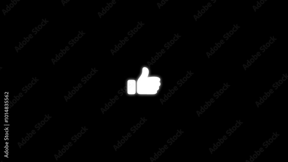 thumb up like symbol, animated like button on black screen background thumb up like symbol, animated like button on black screen background