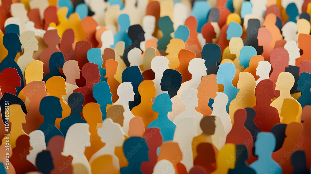 Fototapeta premium a paper cut of of a crowd of diverse people