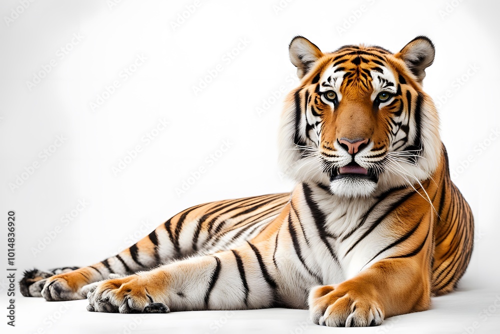 Naklejka premium Bengal tiger on white background, AI Generated