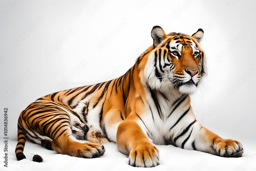 Bengal tiger on white background, AI Generated Bengal tiger on white background, AI Generated
