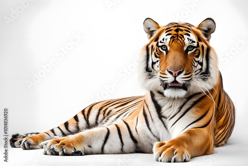 Bengal tiger on white background, AI Generated