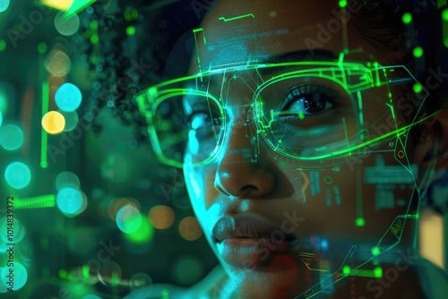 Wallpaper Mural A woman wearing distinctive green light glasses Torontodigital.ca