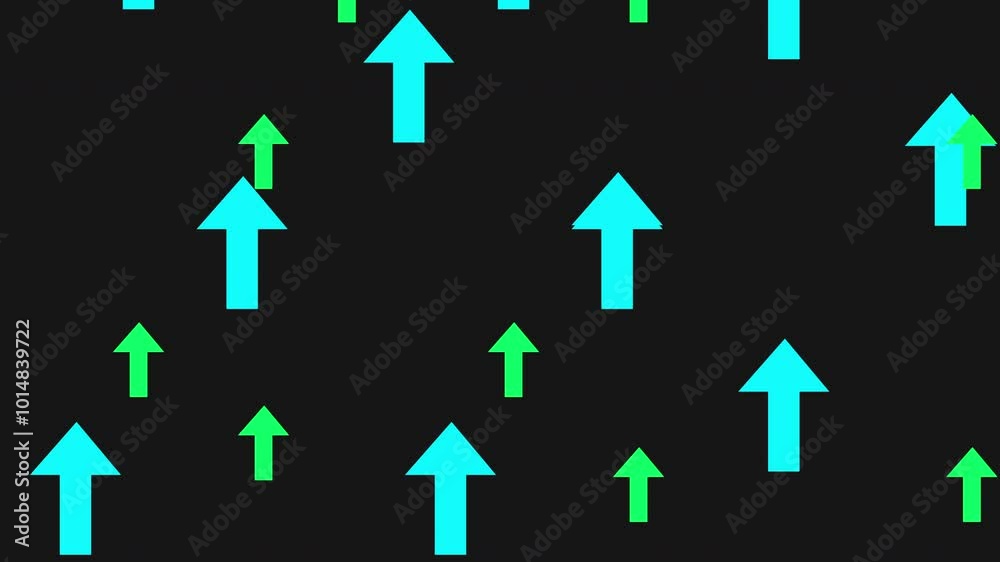 Arrows , shapes and graphic objects. Pointing and floating upward on black backdrop. Finance, indicators and business or economic symbols. blue, green and black Arrows , shapes and graphic objects. Pointing and floating upward on black backdrop. Finance, indicators and business or economic symbols. blue, green and black