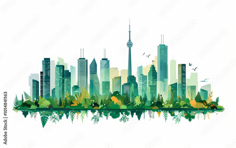 Fototapeta premium Minimalist graphic illustration of city and building Outlines