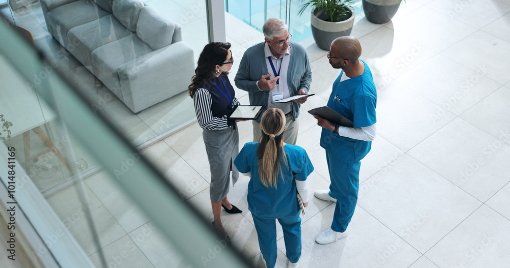 © LuxeShutter24/peopleimages.com - Doctors, medical team and tablet with discussion, advice and above for surgery or patient records. People, tech and nurse for professional opinion, help and results in healthcare, clinic or hospital