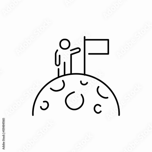 astronaut landing planet icon sign vector