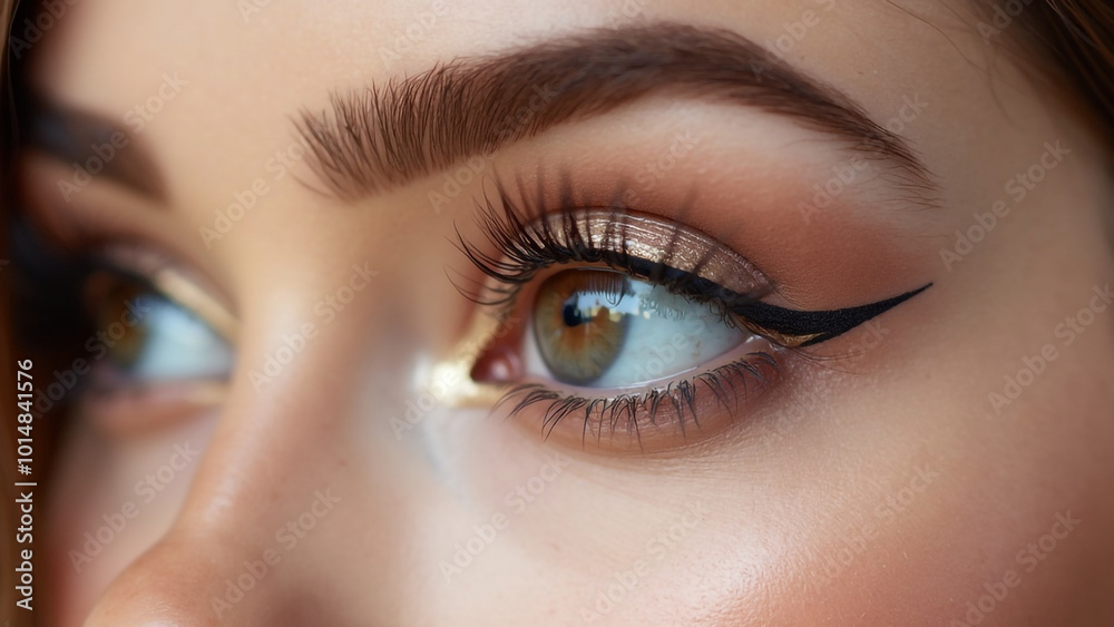 a close-up of a woman's eye with a cinematic look. a close-up of a woman's eye with a cinematic look.