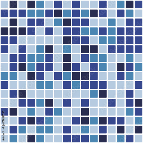 blue pool squared mosaic, seamless vector pattern, floor or wall decoration