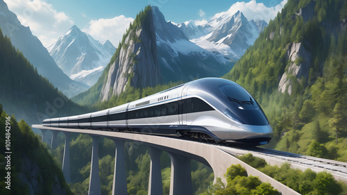 High-Speed Train in a Futuristic Landscape