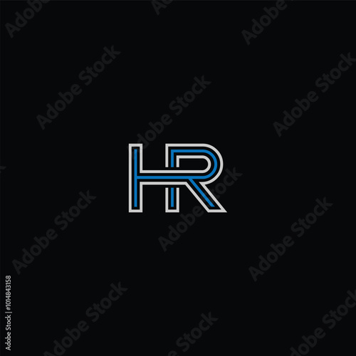 HR or RH abstract outstanding letter design. Awesome branding company different colors illustration logo.	