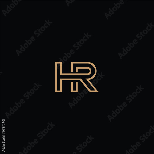 HR or RH abstract outstanding letter design. Awesome branding company different colors illustration logo. 