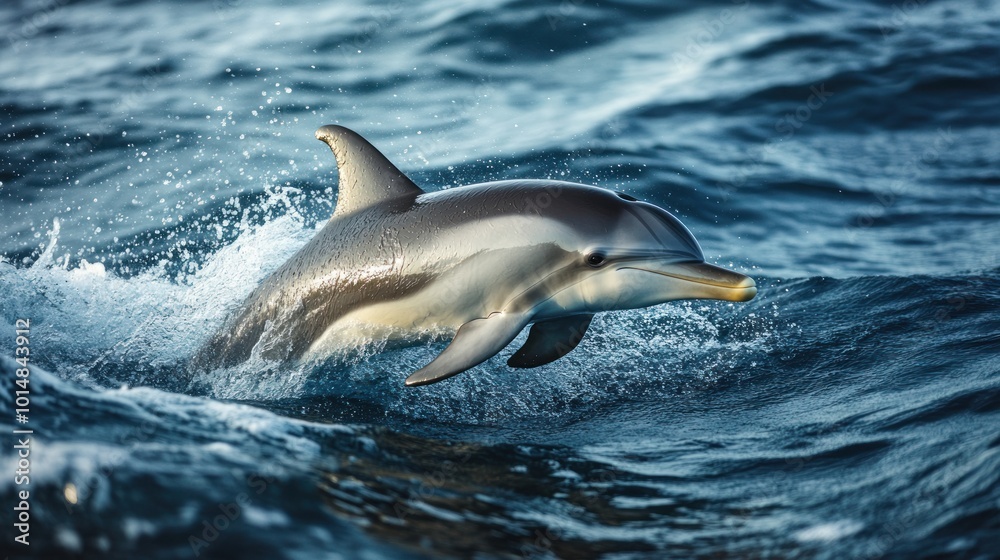 Naklejka premium Dolphin Leaping Through Waves