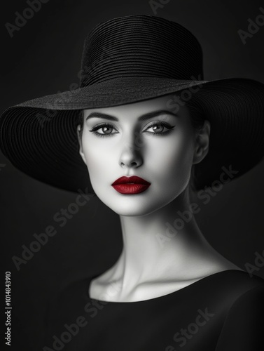 The Allure of Mystery: A portrait of a striking woman, her gaze piercing through the darkness. The black and white tones enhance her elegance and enigmatic aura.