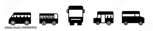 Bus Icon Set for Public Transportation, School, and Traffic Signag photo