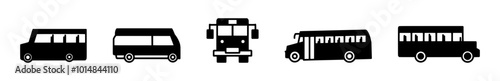 Bus Icon Set for Public Transportation, School, and Traffic Signag photo