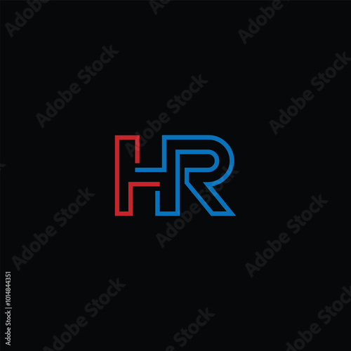 HR or RH abstract outstanding letter design. Awesome branding company different colors illustration logo.	