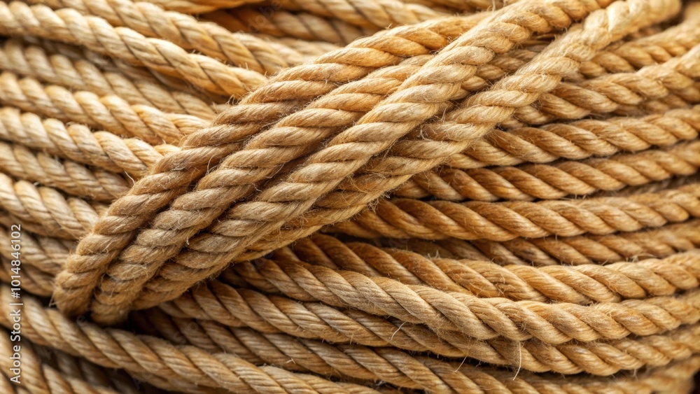 Close up of a bundle of fibrous sustainable knotted jute rope , jute, rope, sustainable, natural, fiber, eco-friendly, close up