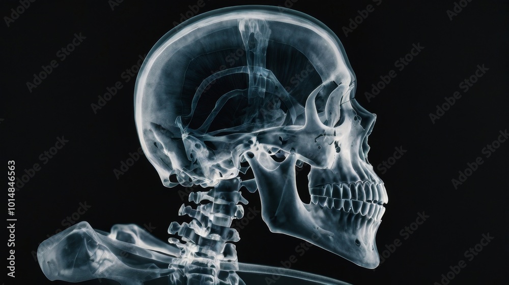 X-ray of the skull of the head X-ray of the skull of the head