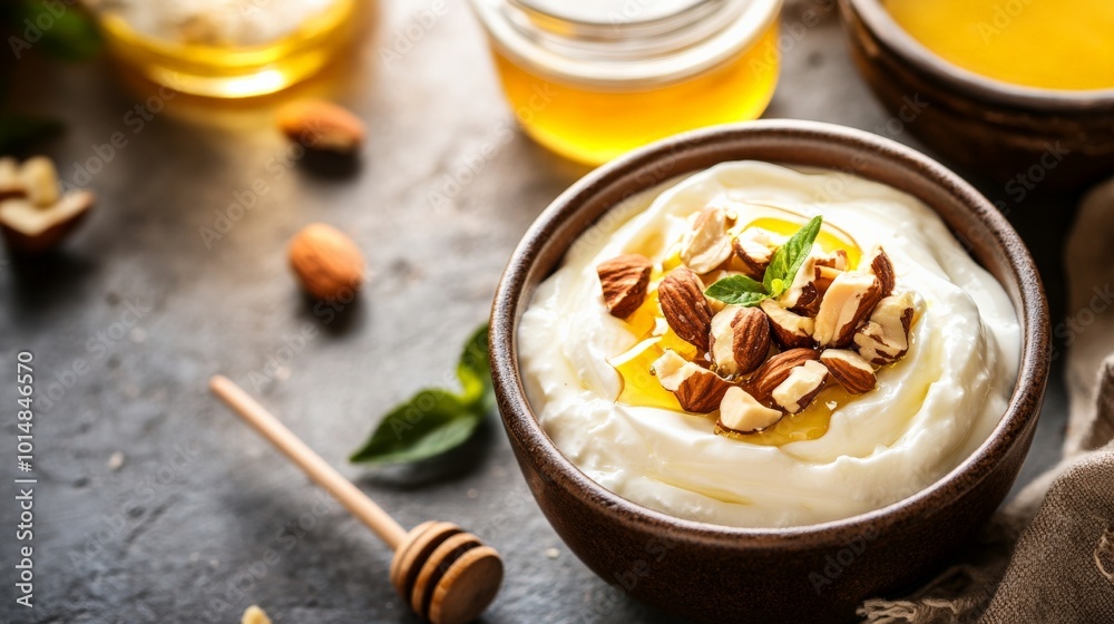 Healthy and Delicious Oatmeal Breakfast with Honey and Nuts Healthy and Delicious Oatmeal Breakfast with Honey and Nuts