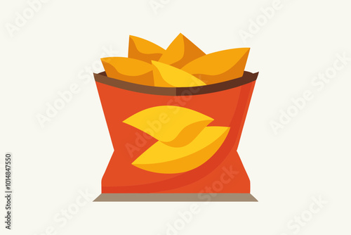 Open Bag of Chips on a white background stock photo vector illustration