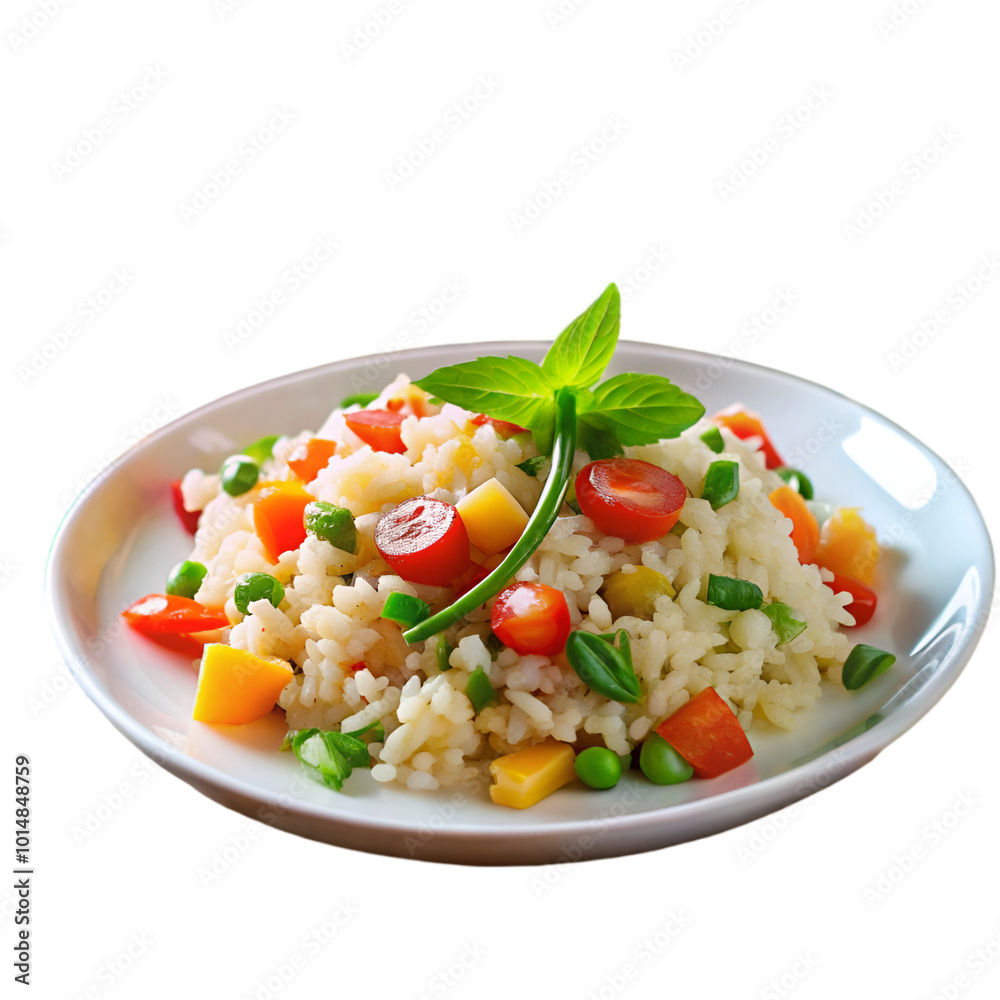 Rice with green onions on transparent background Rice with green onions on transparent background
