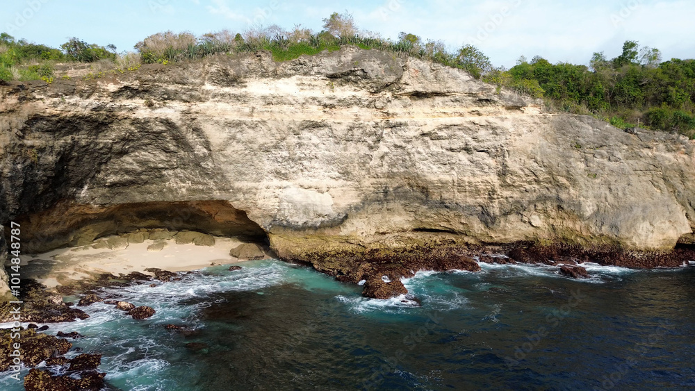 Popular tourist spot - Angel Bay Billabong. Rocks and nature, drone view Popular tourist spot - Angel Bay Billabong. Rocks and nature, drone view