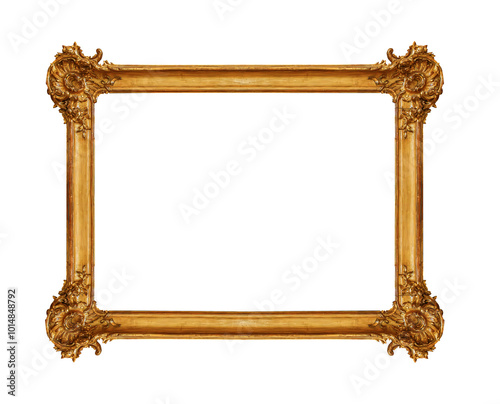 Obraz na płótnie Antique golden picture frame isolated on white background. w salonie