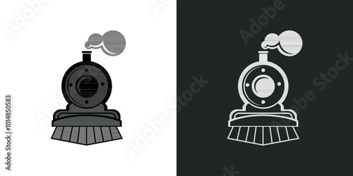 Train from Front old vintage logo steam rail railway vector design
