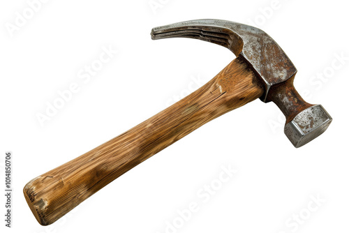 Steel hammer with wooden handle. Png, transparent background