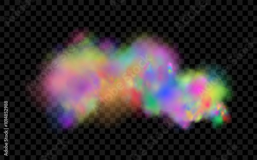 Background of an explosion of colorful smoke clouds.Multicolor fog with blue and yellow particles.Explosions of color powder.