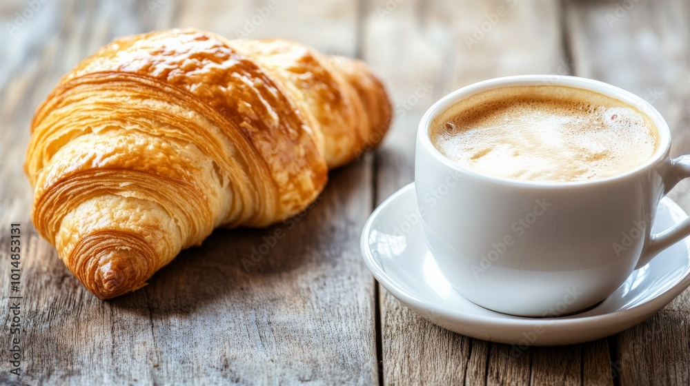 Cozy Morning with Croissant and Coffee