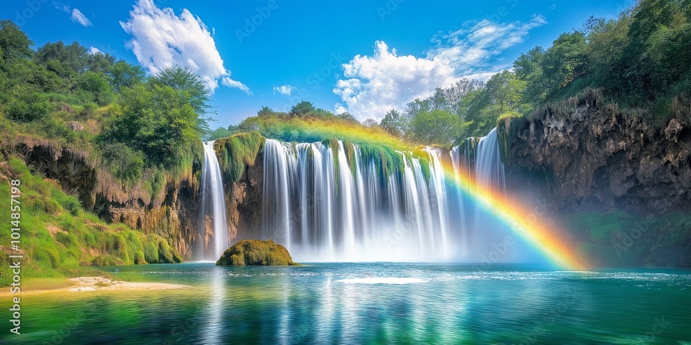 Obraz premium waterfall in the Park generative AI