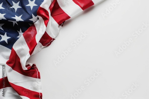 A close-up shot of an American flag on a white surface, suitable for patriotic or national pride themed projects photo