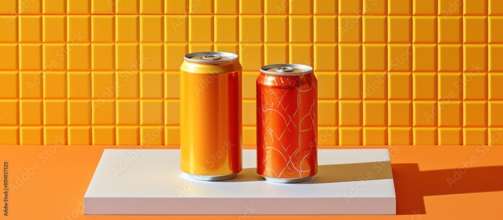 custom made wallpaper toronto digitalTwo aluminum cans, one orange and one red, on a white surface in