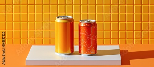Wallpaper Mural Two aluminum cans, one orange and one red, on a white surface in Torontodigital.ca