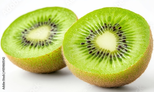 sliced kiwi fruits isolated on white background