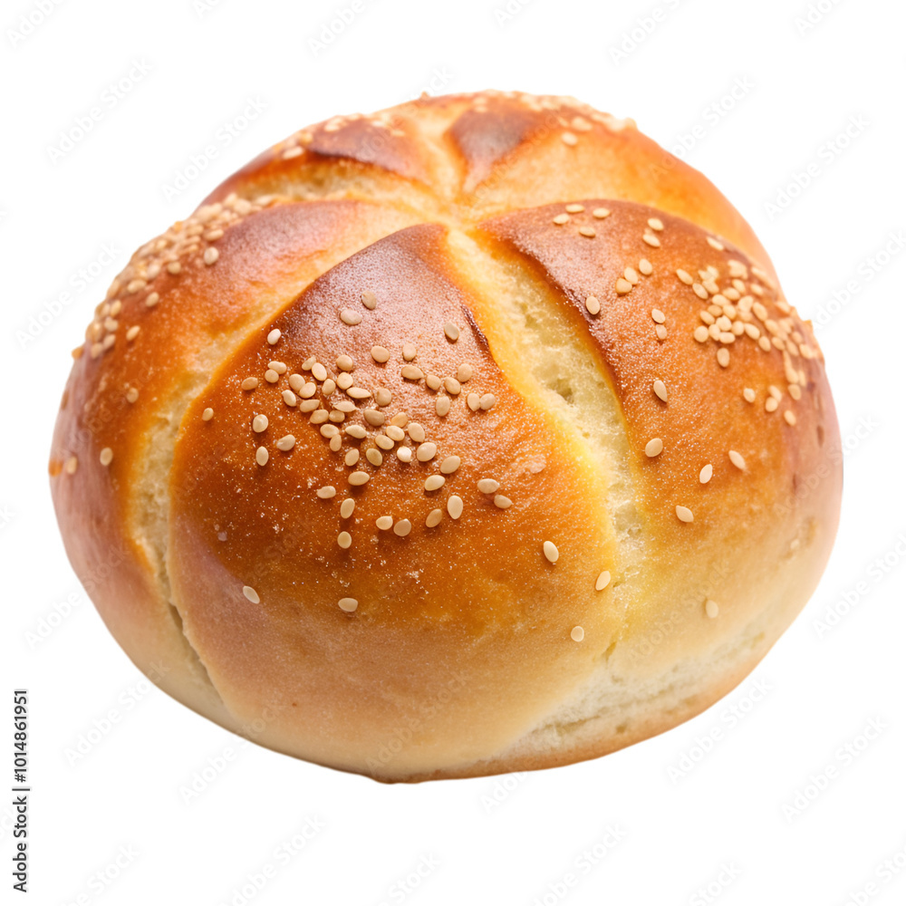 Burger bun with sesame seeds isolated on transparent background Burger bun with sesame seeds isolated on transparent background