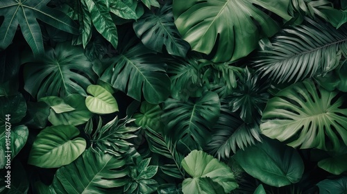 Wallpaper Mural A lush green background texture of tropical leaves. Torontodigital.ca