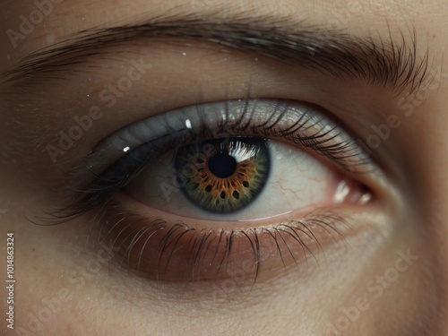 closeup of light reflection in eye. AI Generative