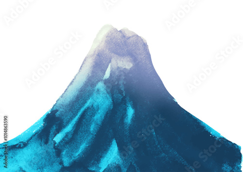 年賀状用　富士山手書き和風筆イラスト