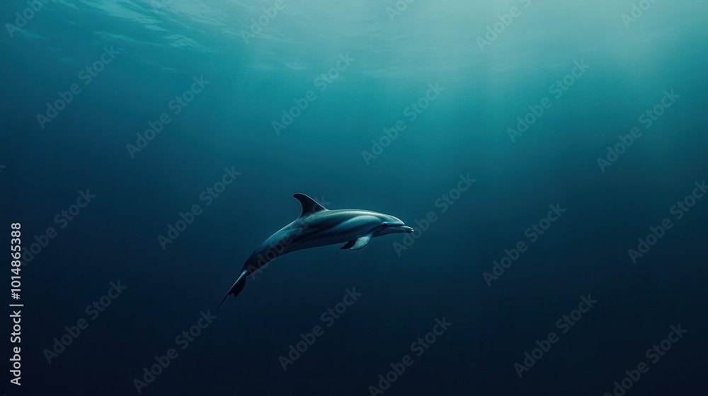 Dolphin Swimming in the Deep Blue Dolphin Swimming in the Deep Blue