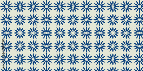 Seamless and cool pattern with beautiful blue floral motif
