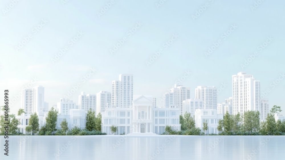 Obraz premium Urban Escape Packages offer a unique city retreat experience, featuring a captivating 3D illustration that captures the essence of urban tranquility and relaxation.